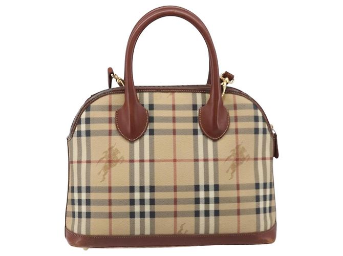 Borsa a mano Burberrys Nova Check PVC Leather 2way Beige Gold Tone Auth BA15534 - vista 2