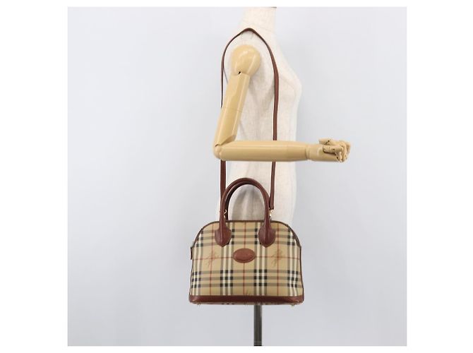 Borsa a mano Burberrys Nova Check PVC Leather 2way Beige Gold Tone Auth BA15534 - vista 27