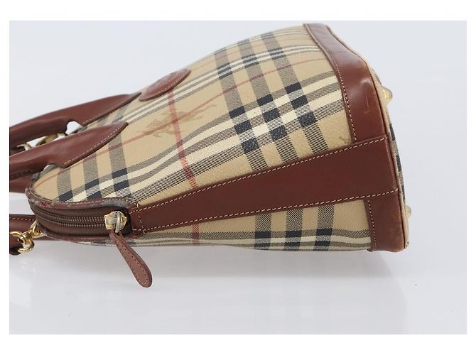 Borsa a mano Burberrys Nova Check PVC Leather 2way Beige Gold Tone Auth BA15534 - vista 4