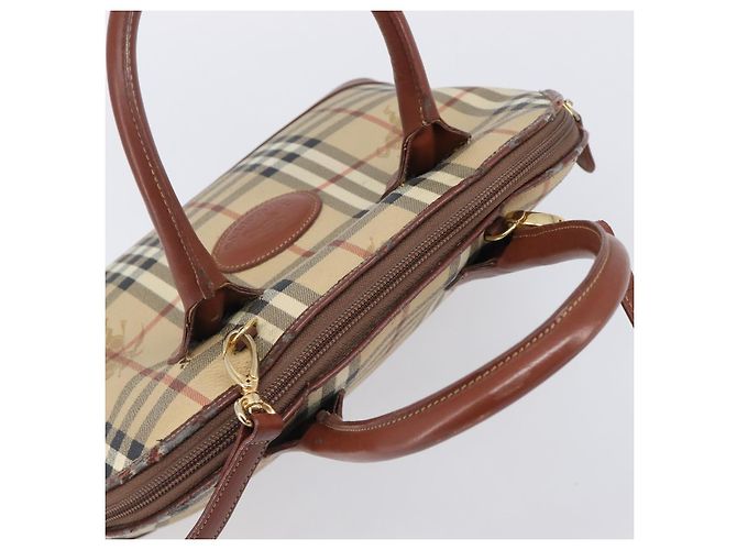 Borsa a mano Burberrys Nova Check PVC Leather 2way Beige Gold Tone Auth BA15534 - vista 6