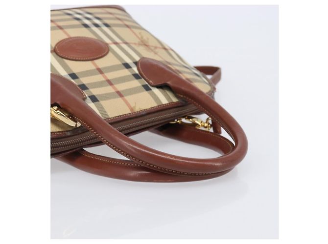 Borsa a mano Burberrys Nova Check PVC Leather 2way Beige Gold Tone Auth BA15534 - vista 7