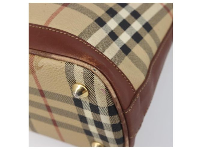 Borsa a mano Burberrys Nova Check PVC Leather 2way Beige Gold Tone Auth BA15534 - vista 9