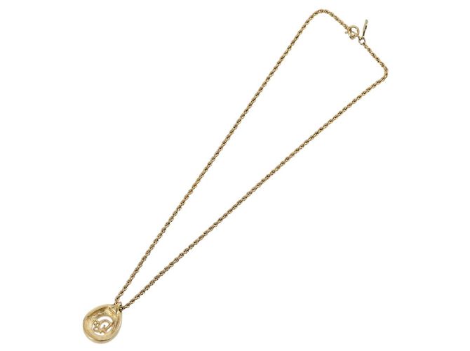 Collana Christian Dior metallo Gold Tone Auth 204947 - vista 8