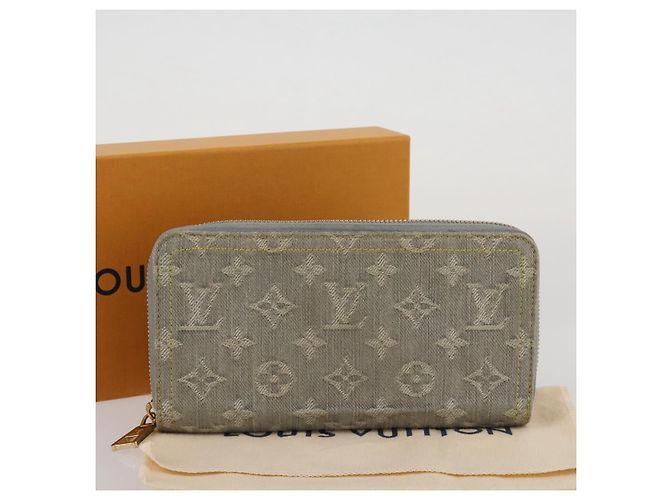 LOUIS VUITTON Monogram denim Zippy Wallet Portafoglio Grigio M13214 LV Auth 204799M Marrone - vista 12