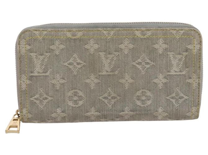 LOUIS VUITTON Monogram denim Zippy Wallet Portafoglio Grigio M13214 LV Auth 204799M Marrone - vista 13