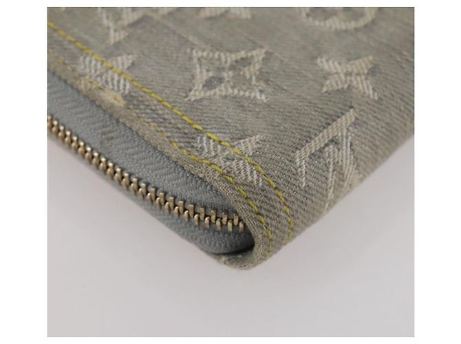 LOUIS VUITTON Monogram denim Zippy Wallet Portafoglio Grigio M13214 LV Auth 204799M Marrone - vista 16