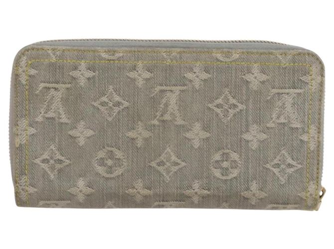 LOUIS VUITTON Monogram denim Zippy Wallet Portafoglio Grigio M13214 LV Auth 204799M Marrone - vista 3