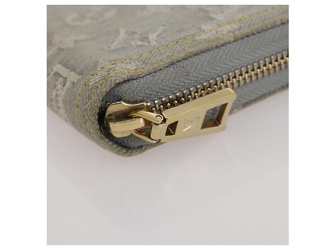 LOUIS VUITTON Monogram denim Zippy Wallet Portafoglio Grigio M13214 LV Auth 204799M Marrone - vista 9