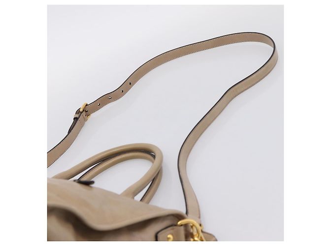 Borsa a Mano Miu Miu Vitellolux 2way Beige Gold Auth 204430V D'oro - vista 15