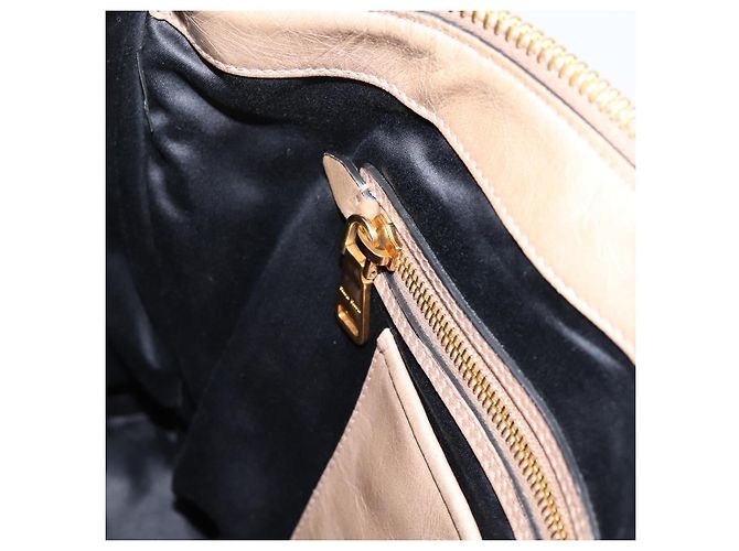 Borsa a Mano Miu Miu Vitellolux 2way Beige Gold Auth 204430V D'oro - vista 25