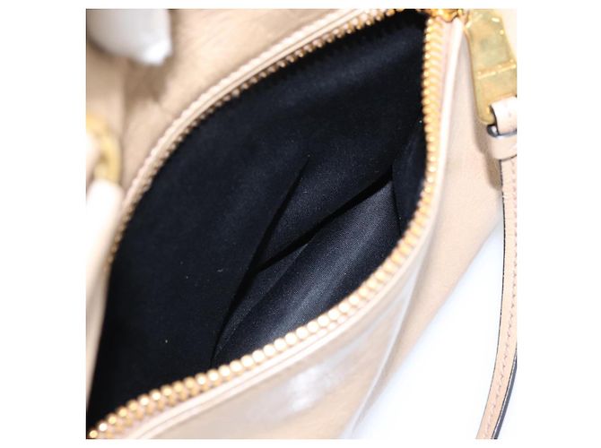 Borsa a Mano Miu Miu Vitellolux 2way Beige Gold Auth 204430V D'oro - vista 27