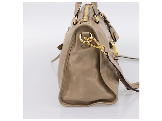 Borsa a Mano Miu Miu Vitellolux 2way Beige Gold Auth 204430V D'oro - vista 3