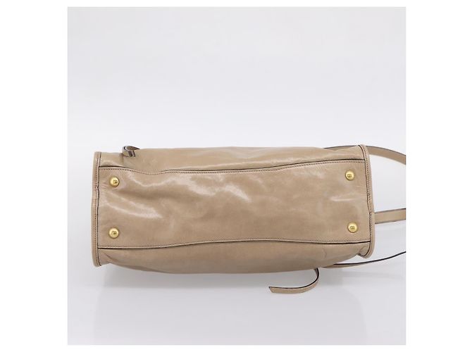 Borsa a Mano Miu Miu Vitellolux 2way Beige Gold Auth 204430V D'oro - vista 5