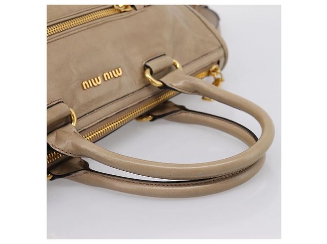 Borsa a Mano Miu Miu Vitellolux 2way Beige Gold Auth 204430V D'oro - vista 7