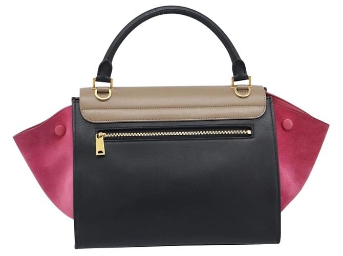 Céline Borsa a mano CELINE Trapeze in pelle 2way Beige Gold Auth 203653 D'oro - vista 2