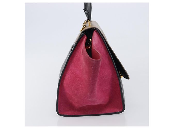 Céline Borsa a mano CELINE Trapeze in pelle 2way Beige Gold Auth 203653 D'oro - vista 4