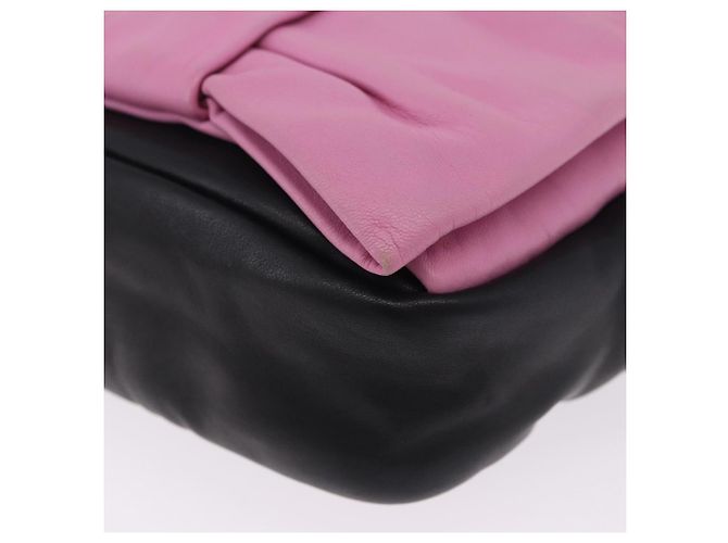 Borsa a tracolla PRADA Ribbon in pelle Nero Rosa Auth 199439V - vista 16