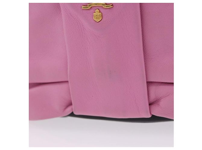 Borsa a tracolla PRADA Ribbon in pelle Nero Rosa Auth 199439V - vista 2