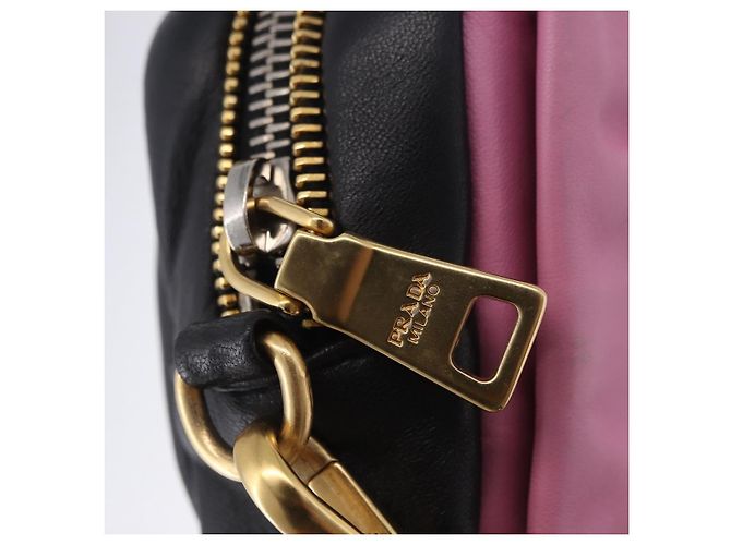 Borsa a tracolla PRADA Ribbon in pelle Nero Rosa Auth 199439V - vista 20