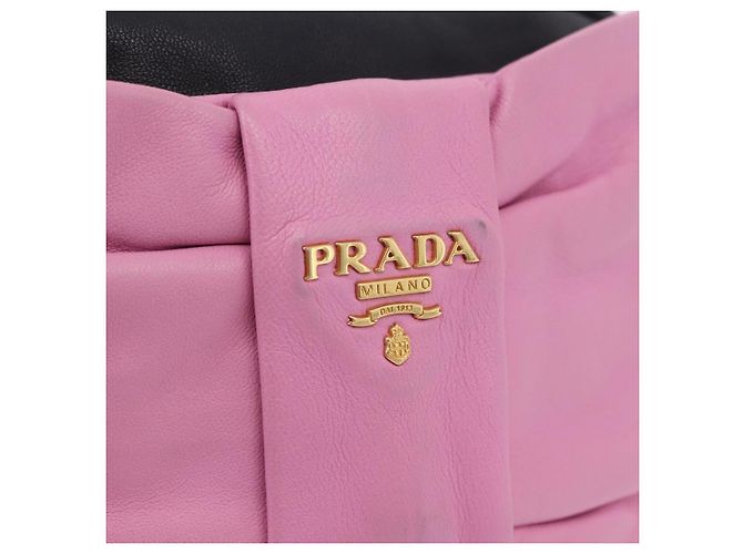 Borsa a tracolla PRADA Ribbon in pelle Nero Rosa Auth 199439V - vista 21