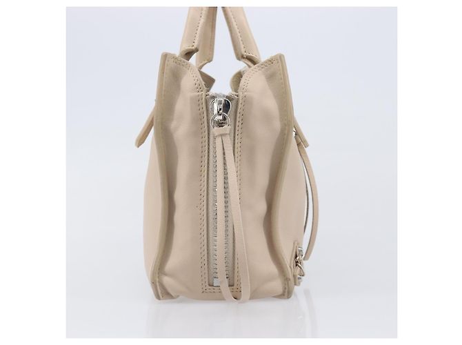 BALENCIAGA Borsa a mano Paper Mini in pelle 2way Grigio Argento 357333 Auth 204084V Marrone - vista 4