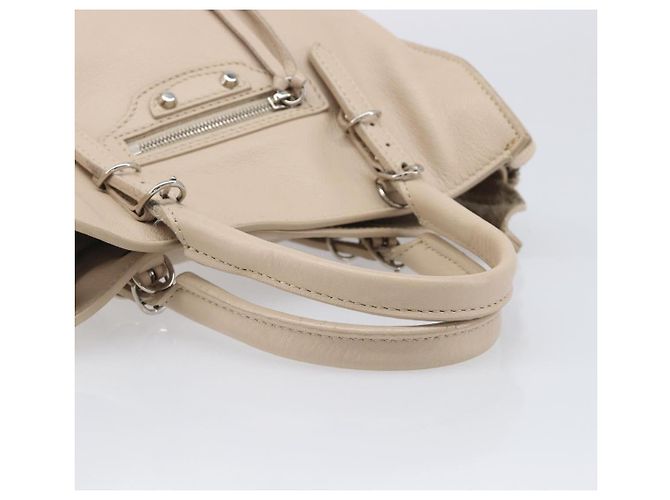 BALENCIAGA Borsa a mano Paper Mini in pelle 2way Grigio Argento 357333 Auth 204084V Marrone - vista 7