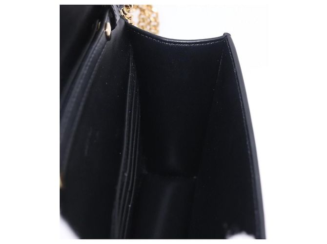 Céline Borsa a tracolla con catena CELINE Triomphe in pelle nera e tono oro Auth ka6199SAM Nero - vista 21