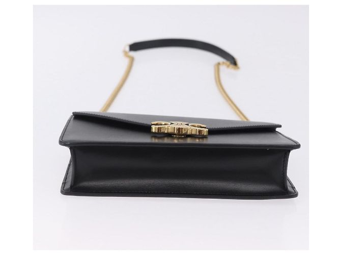 Céline Borsa a tracolla con catena CELINE Triomphe in pelle nera e tono oro Auth ka6199SAM Nero - vista 5