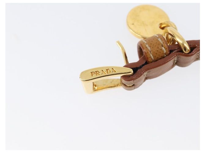 Bracciale PRADA in pelle marrone tono oro Auth ar14250V - vista 11