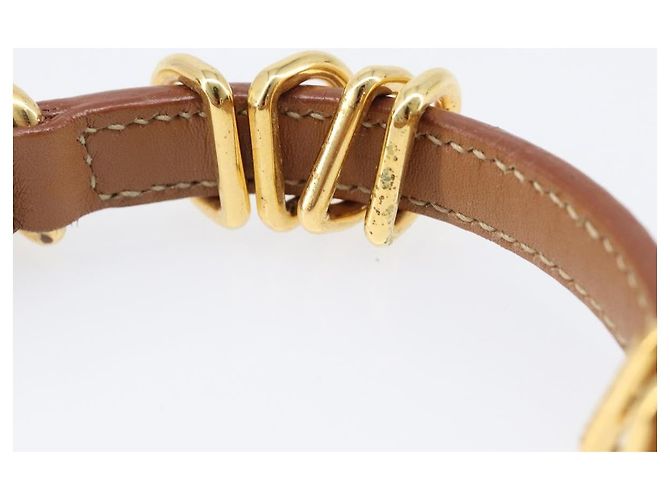 Bracciale PRADA in pelle marrone tono oro Auth ar14250V - vista 14