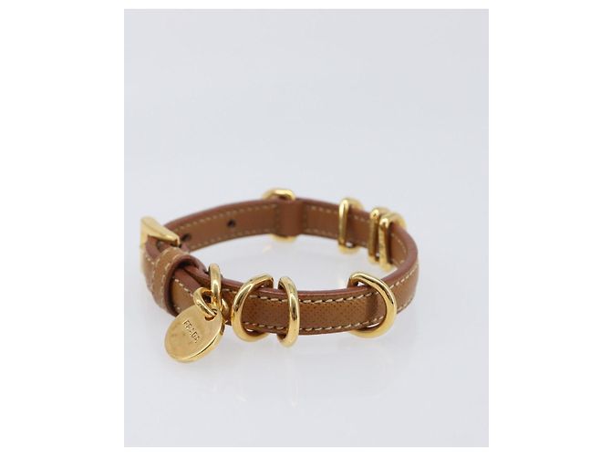 Bracciale PRADA in pelle marrone tono oro Auth ar14250V - vista 3