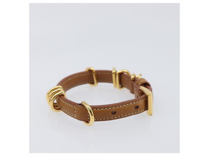 Bracciale PRADA in pelle marrone tono oro Auth ar14250V - vista 4