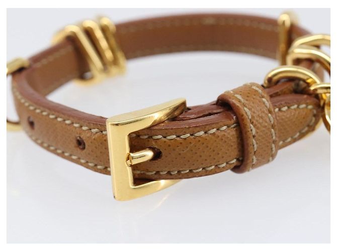 Bracciale PRADA in pelle marrone tono oro Auth ar14250V - vista 5