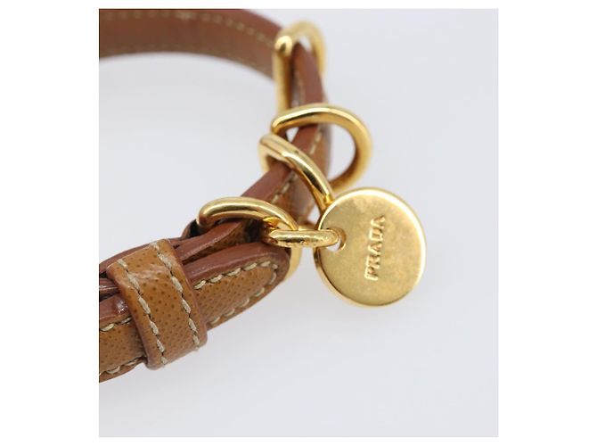 Bracciale PRADA in pelle marrone tono oro Auth ar14250V - vista 6