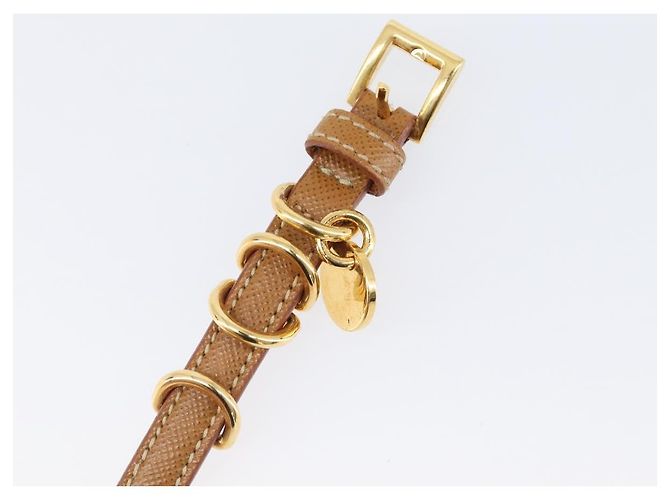 Bracciale PRADA in pelle marrone tono oro Auth ar14250V - vista 7