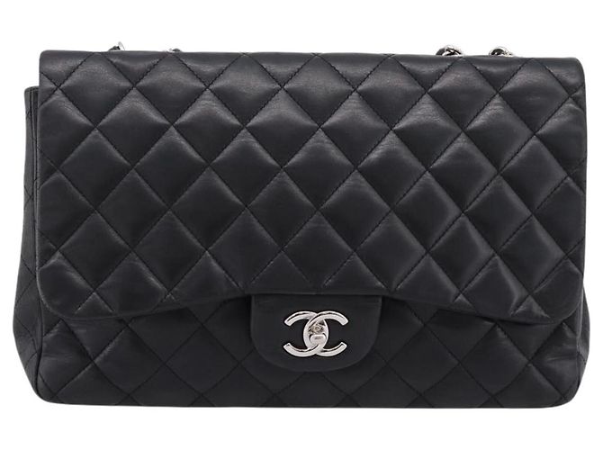 Borsa a tracolla CHANEL Matelasse 30 Chain in pelle d'agnello nera e argento CC Auth yk20928V Nero - vista 13