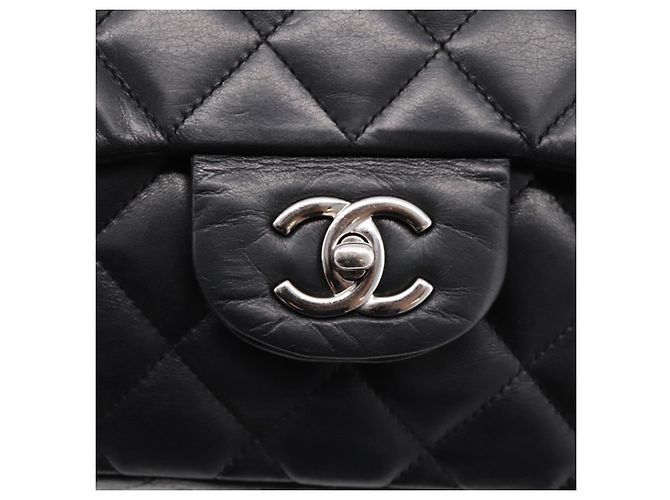 Borsa a tracolla CHANEL Matelasse 30 Chain in pelle d'agnello nera e argento CC Auth yk20928V Nero - vista 17