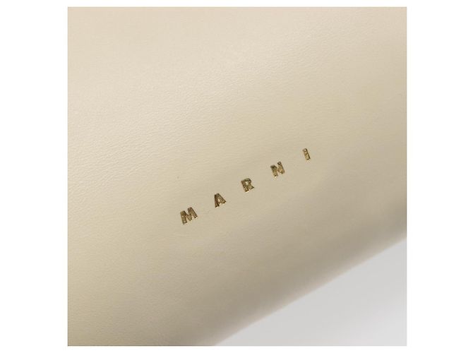 MARNI Prisma Shoulder Bag Leather White Gold Tone Auth 204613A - view 18