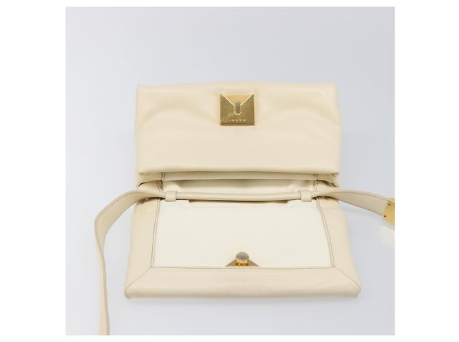 MARNI Prisma Shoulder Bag Leather White Gold Tone Auth 204613A - view 19