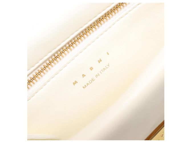 MARNI Prisma Shoulder Bag Leather White Gold Tone Auth 204613A - view 20