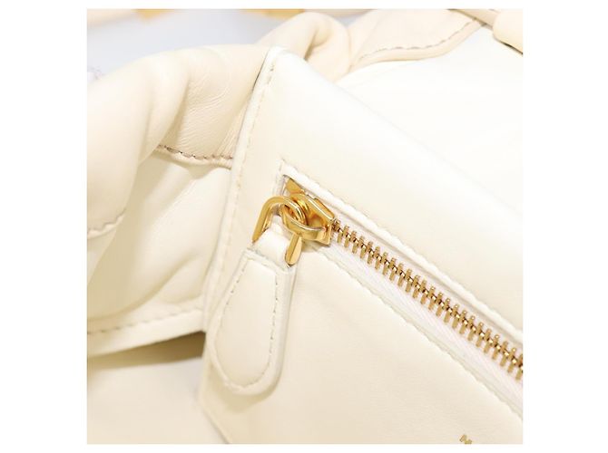 MARNI Prisma Shoulder Bag Leather White Gold Tone Auth 204613A - view 23