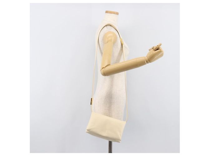 MARNI Prisma Shoulder Bag Leather White Gold Tone Auth 204613A - view 26