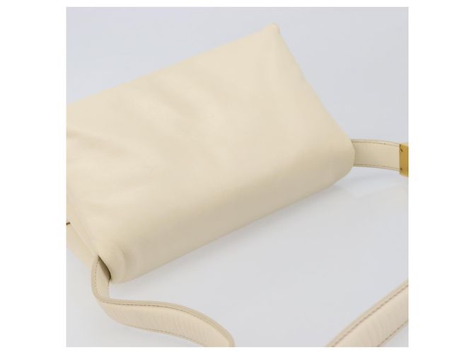MARNI Prisma Shoulder Bag Leather White Gold Tone Auth 204613A - view 6