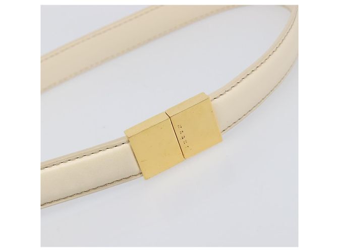 MARNI Prisma Shoulder Bag Leather White Gold Tone Auth 204613A - view 9