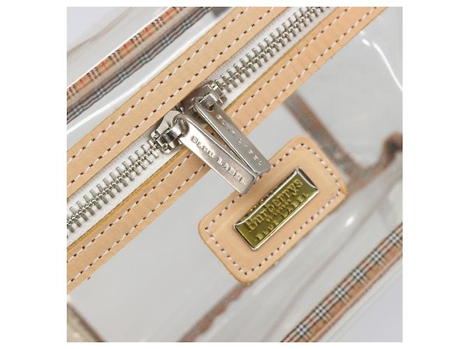 Necessaire Burberrys Vanity Cosmetic Pouch Vinyl Clear Silver Auth 203681A Argento - vista 10