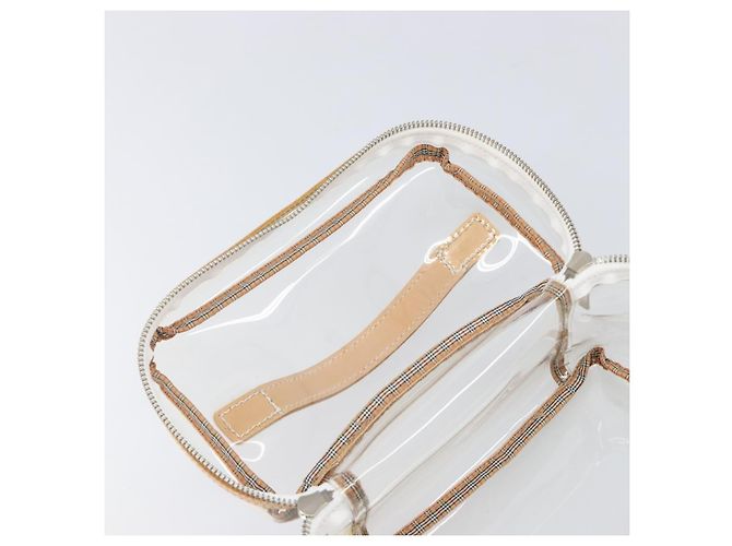 Necessaire Burberrys Vanity Cosmetic Pouch Vinyl Clear Silver Auth 203681A Argento - vista 11