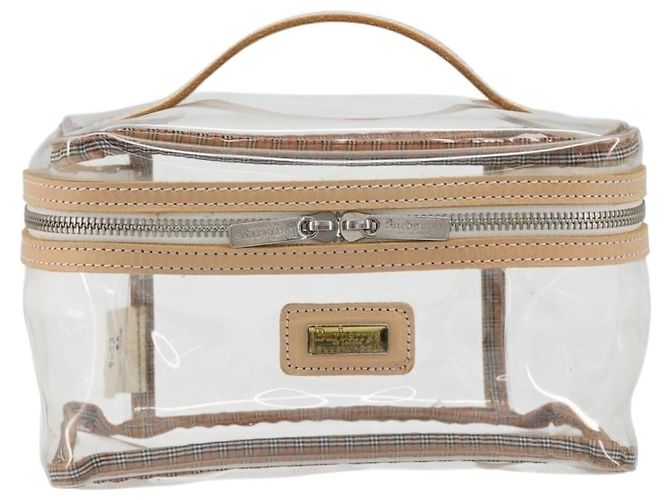 Necessaire Burberrys Vanity Cosmetic Pouch Vinyl Clear Silver Auth 203681A Argento - vista 13