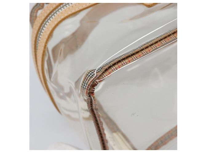 Necessaire Burberrys Vanity Cosmetic Pouch Vinyl Clear Silver Auth 203681A Argento - vista 14