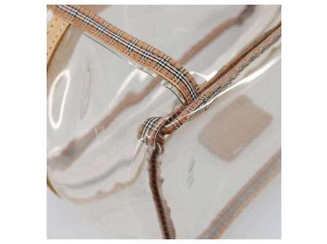 Necessaire Burberrys Vanity Cosmetic Pouch Vinyl Clear Silver Auth 203681A Argento - vista 16