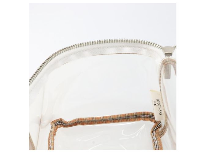Necessaire Burberrys Vanity Cosmetic Pouch Vinyl Clear Silver Auth 203681A Argento - vista 18